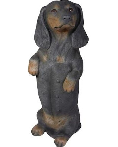 Dachshund Dog Black Life Size Statue Realistic Large Breed Sculpture